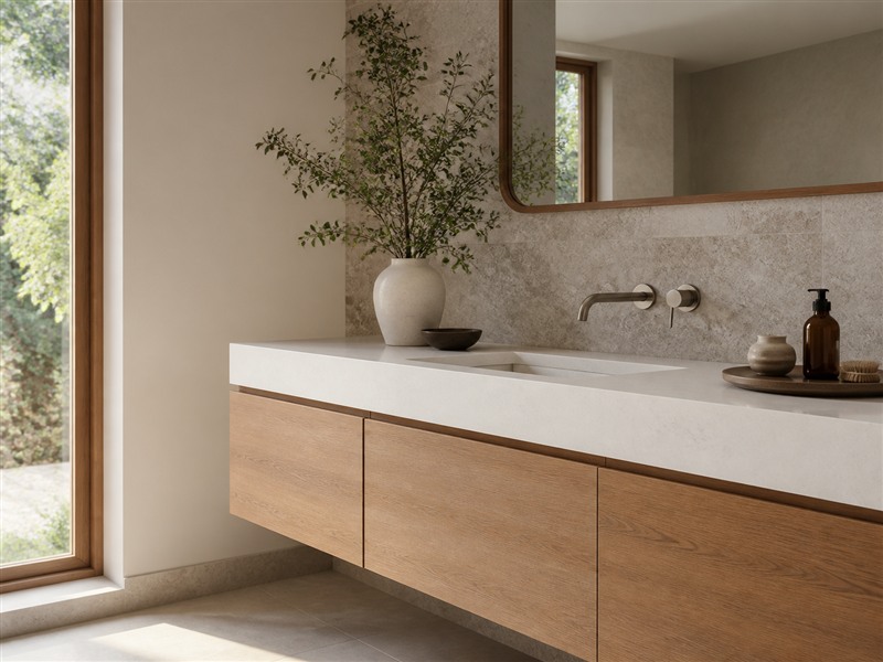 Banyo dolabı ve kuvars tezgâh